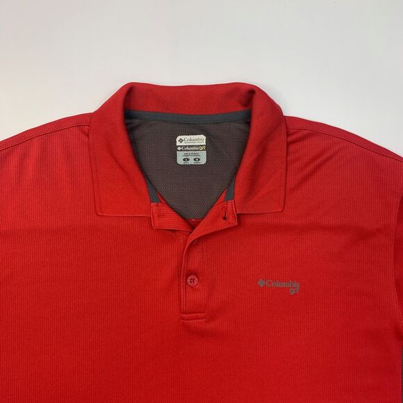 Columbia Polo Shirt Mens L Large Red Columbia Grt Omni Dry Short Sleeve Golf - Picture 3 of 11